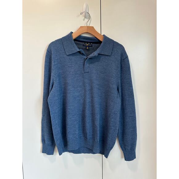 Charter Club Mens Wool Sweater Size large Collared Blue Long Sleeve Casual - Picture 5 of 5